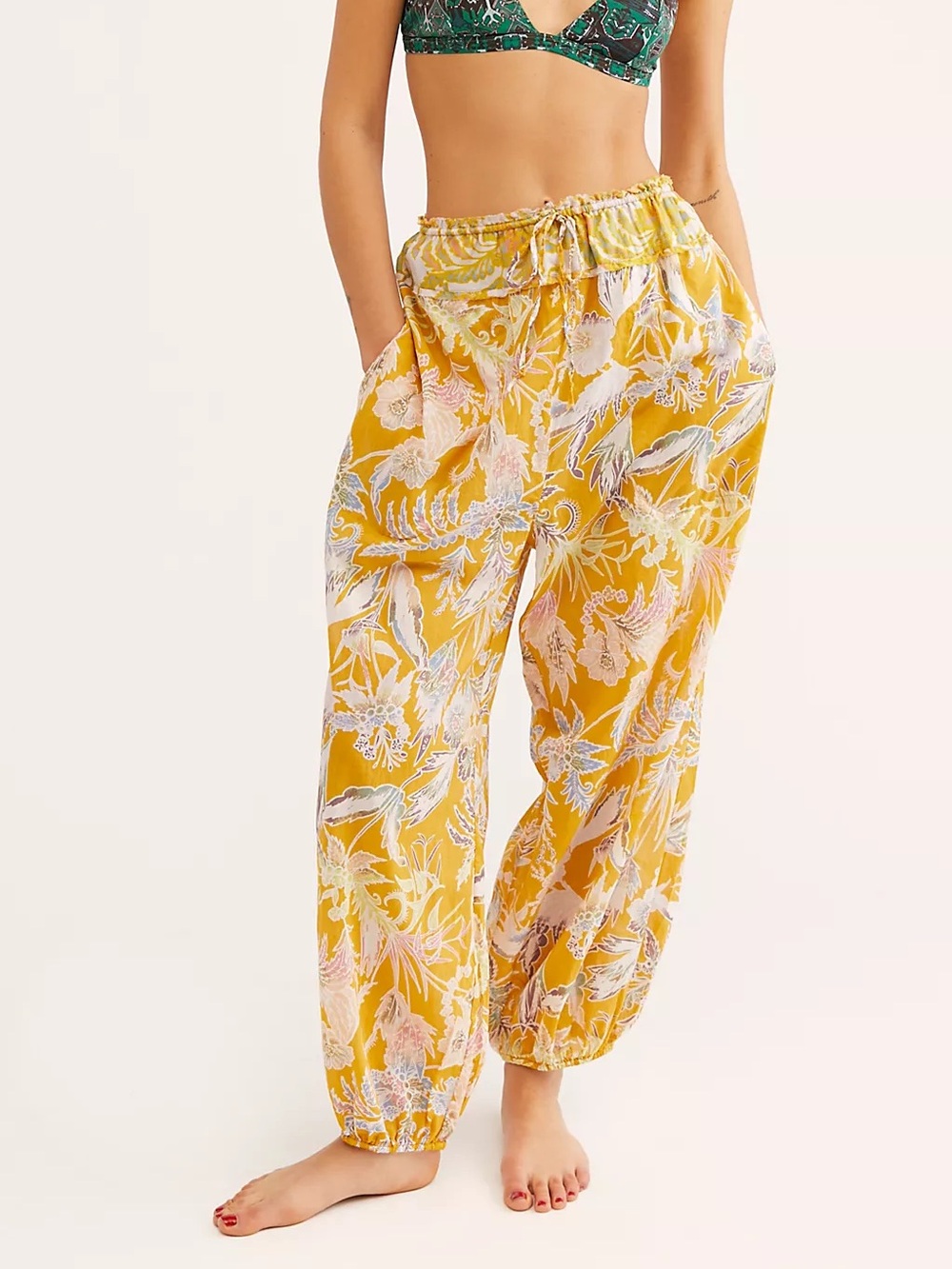 Free People Intimately Breezy Bottoms in Yellow Floral